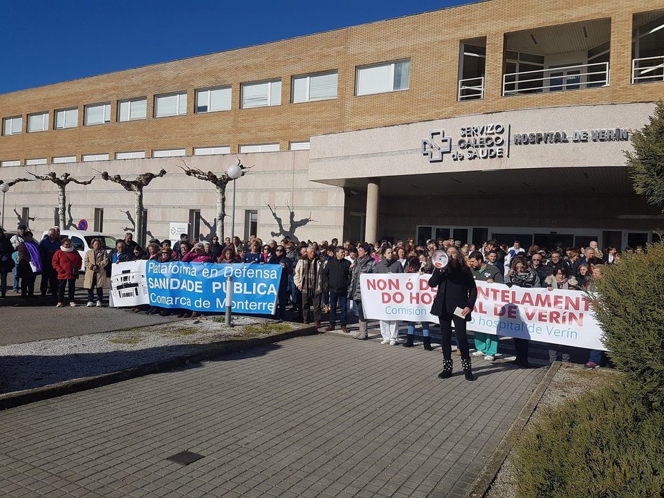 Manifestación da Platagorma en Defensa da Sanidade Pública da Comarca de Monterrei en febreiro de 2018 (Plataforma en Defensa da Sanidade)