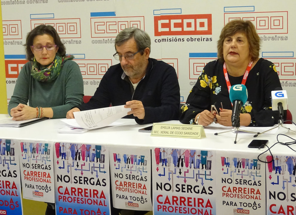 Luz  Fdez, Ángel Cameselle, Emilia Lamas, CCOO Sanidade