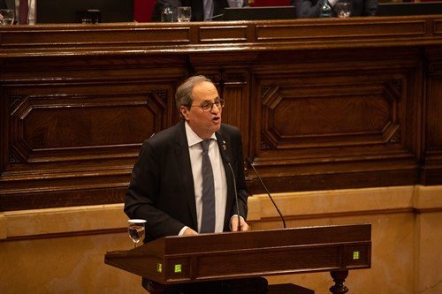 O president da Generalitat, Quim Torra, no Parlament de Catalunya (Europa Press)