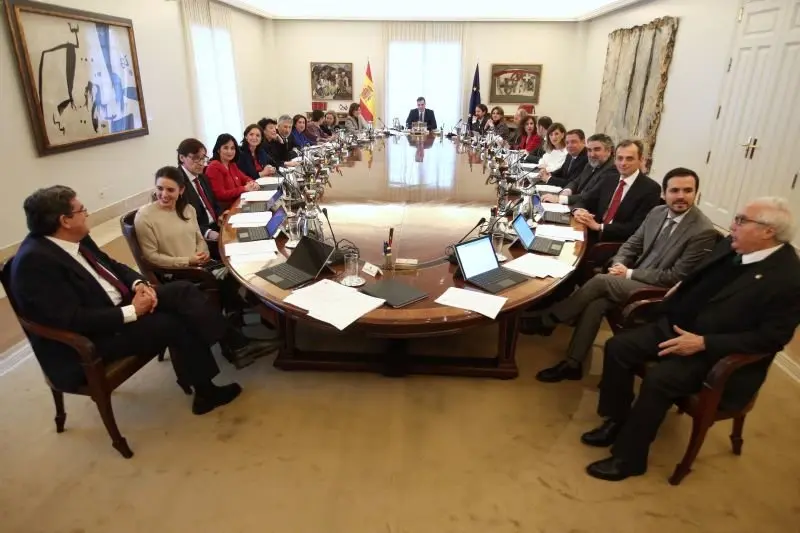 Consello de Ministras na sala de reuni&oacute;ns da Moncloa (Imaxe Europa Press)