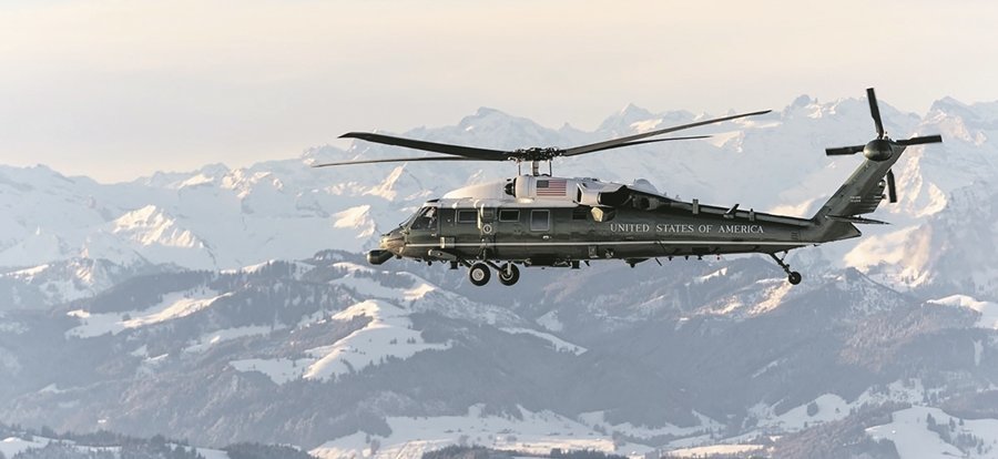 January 21, 2020 - Davos, Switzerland: Marine One, with President Donald J. Trump aboard, transits through the Swiss Alps, en route to the InterContinental Davos Landing Zone where the President will attend the 50th Annual World Economic Forum Meeting. (Shealah Craighead/The White House/Contacto)
ONLY FOR USE IN SPAIN

January 21, 2020 - Davos, Switzerland: Marine One, with President Donald J. Trump aboard, transits through the Swiss Alps, en route to the InterContinental Davos Landing Zone where the President will attend the 50th Annual World Economic Forum Meeting. (Shealah Craighead/The White House/Contacto)

1/21/2020 ONLY FOR USE IN SPAIN