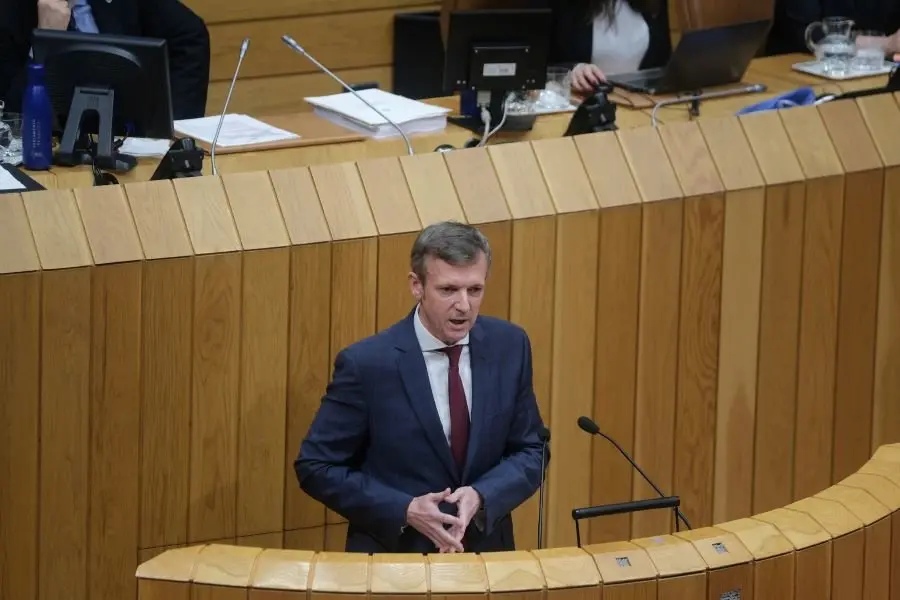 O vicepresidente da Xunta, Alfonso Rueda, no Parlamento da Galiza (Arxina). 