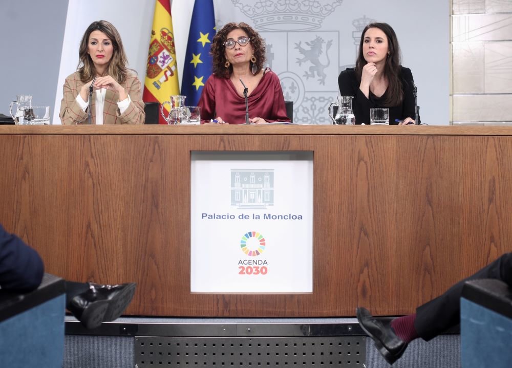 As ministras Yolanda Díaz, María Jesus Montero e Irene Montero. (Imaxe: Eduardo Parra  / EP)