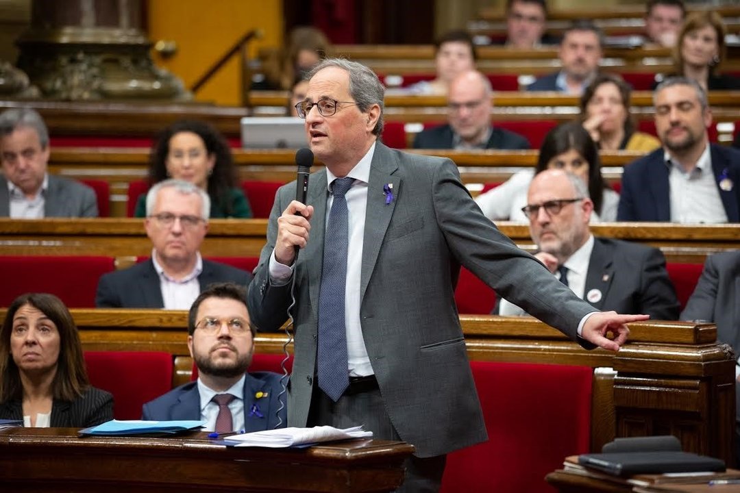 O president de Catalunya, Quim Torra, no Parlament (Imaxe;: David Zorrikano / EP)