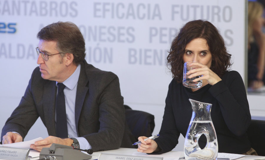O presidente da Xunta, Alberto Núñez Feixoo, e a súa homóloga da Comunidade de Madrid, Isabel Díaz Ayuso (Europa Press)