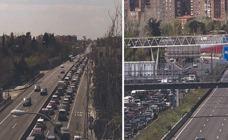 Retencións de vehículos nas saídas de Madrid rexistradas polas cámaras de Tráfico (Imaxe: DXT)