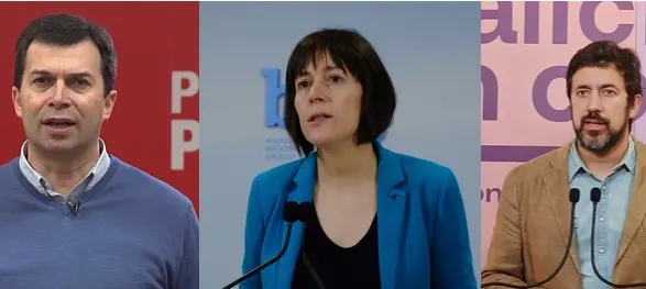 Gonzalo Caballero (PSdeG), Ana Pont&oacute;n (BNG) e Ant&oacute;n G&oacute;mez-Reino (GeC).