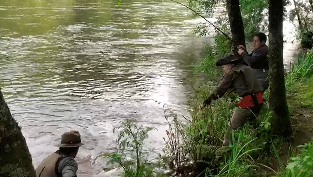 Pescadores nun río galego Adega