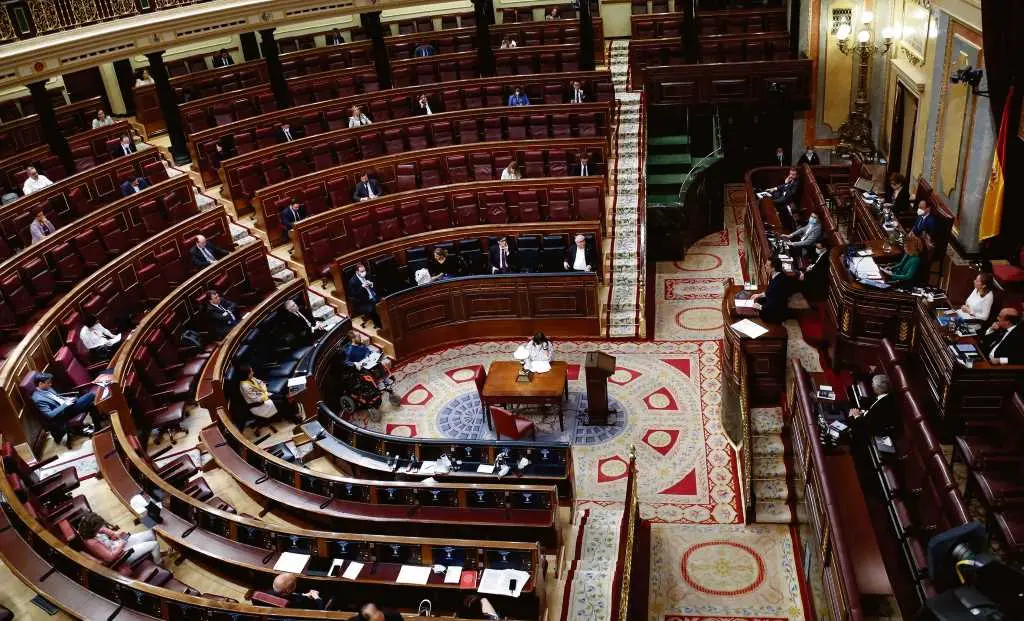 O Congreso, onte, no debate sobre a pr&oacute;rroga da alarma (Imaxe: Pool)