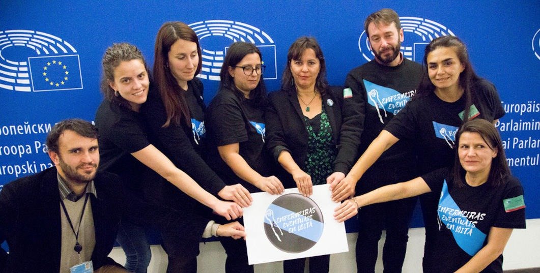 Enfermeiras eventuais en loita con Ana Miranda (BNG) no Parlamento europeo
