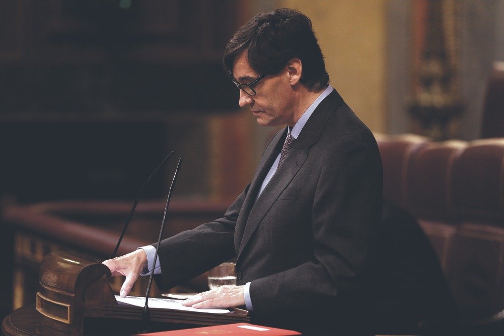O ministro de Sanidade, Salvador Illa, durante a súa intervención.