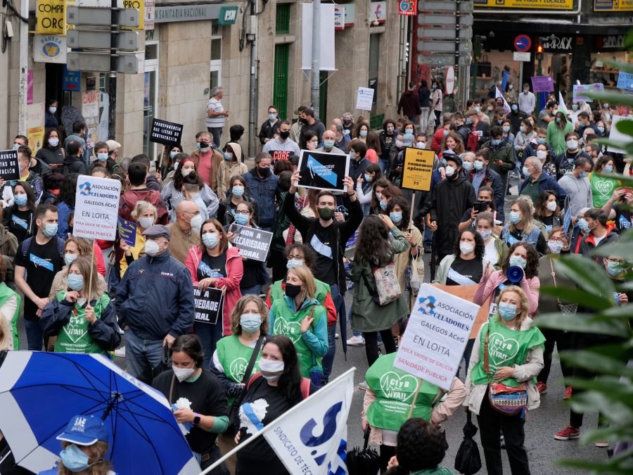 Manifestación pola contratación estábel na sanidade en marzo de 2020 (Imaxe: Arxina).