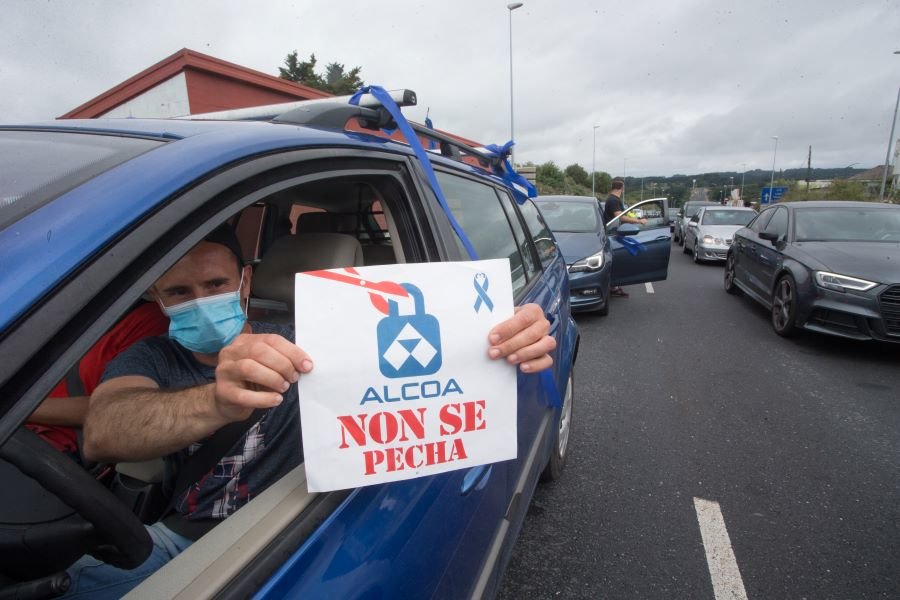 Caravana do persoal de Alcoa e das empresas auxiliares o 28 de xuño de 2020 (Imaxe: Carlos Castro-Europa Press).