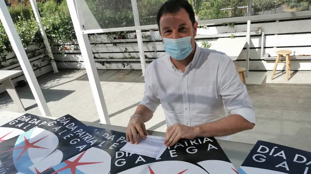 Xavier Campos, respons&aacute;bel de Comunicaci&oacute;n do BNG, na presentaci&oacute;n dos actos do 25 de xullo, D&iacute;a da Patria.