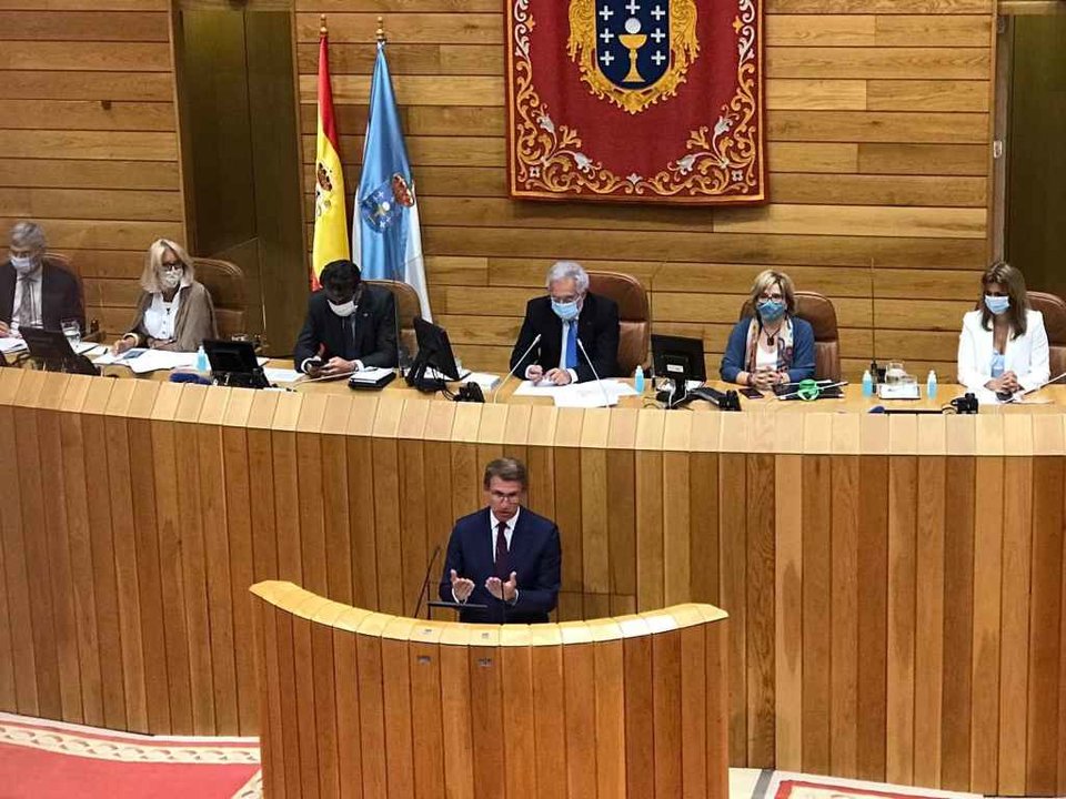 O candidato á Presidencia da Xunta, Alberto Núñez Feixoo, na sesión de investidura (Imaxe: Europa Press)