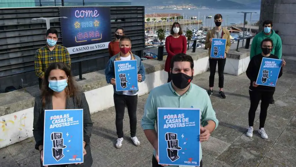 O secretario xeral de Galiza Nova, Paulo R&iacute;os, na presentaci&oacute;n da campa&ntilde;a contra as casas de apostas (Foto: N&oacute;s Diario)