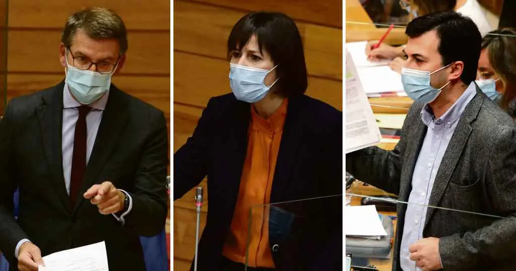N&uacute;&ntilde;ez Feixoo, Ana Pont&oacute;n e Gonzalo Caballero, na sesi&oacute;n de control ao Goberno (Fotos:Arxina)