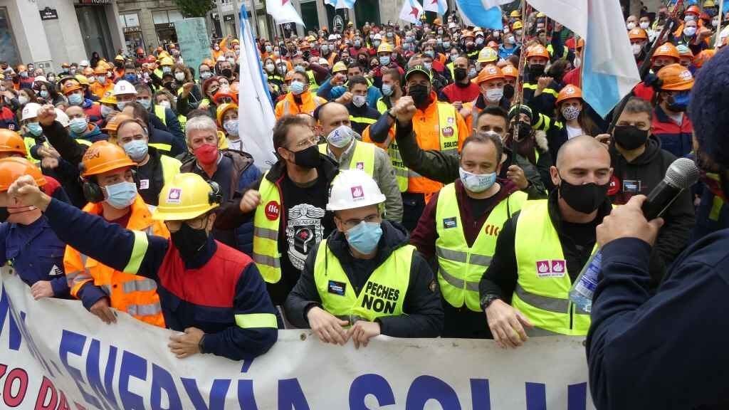 Manifestación dos traballadores de Alcoa en Lugo (Foto: Nós Diario).