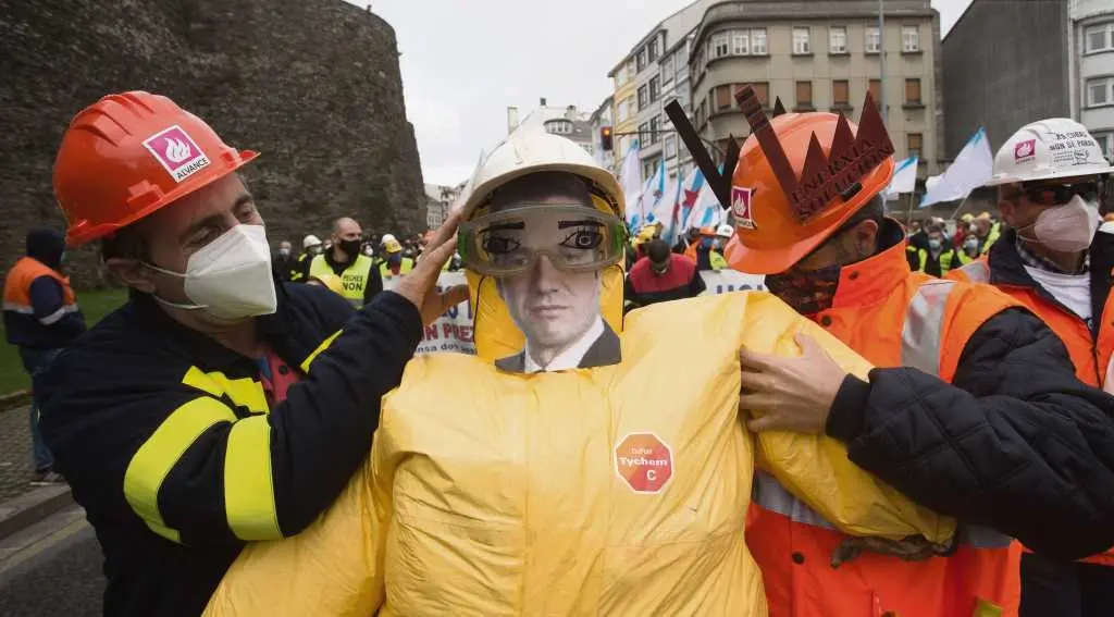 Protesta dos traballadores de Alcoa o pasado domingo en Lugo (Foto: Eurpa Press)