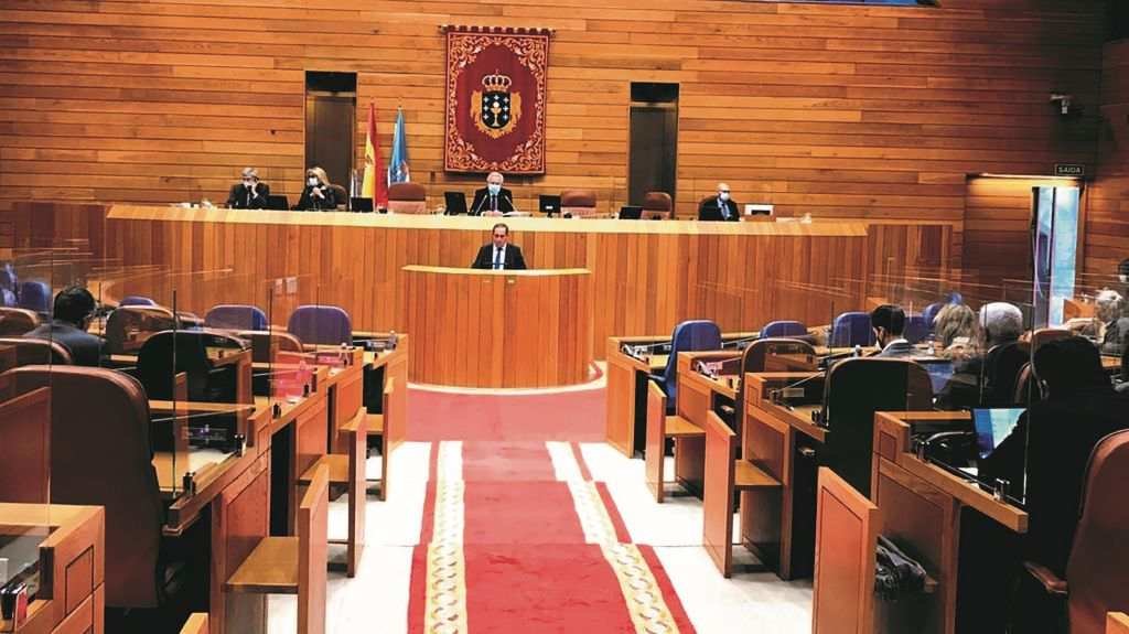 Sesión do Parlamento da Galiza en que se aprobou o límite de gasto de 2021. Foto Europa Press