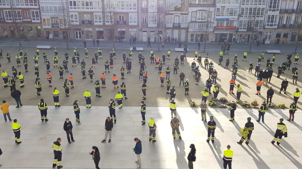 Concentración de empregadas e empregados do Naval en Ferrol. (Foto: Europa Press)