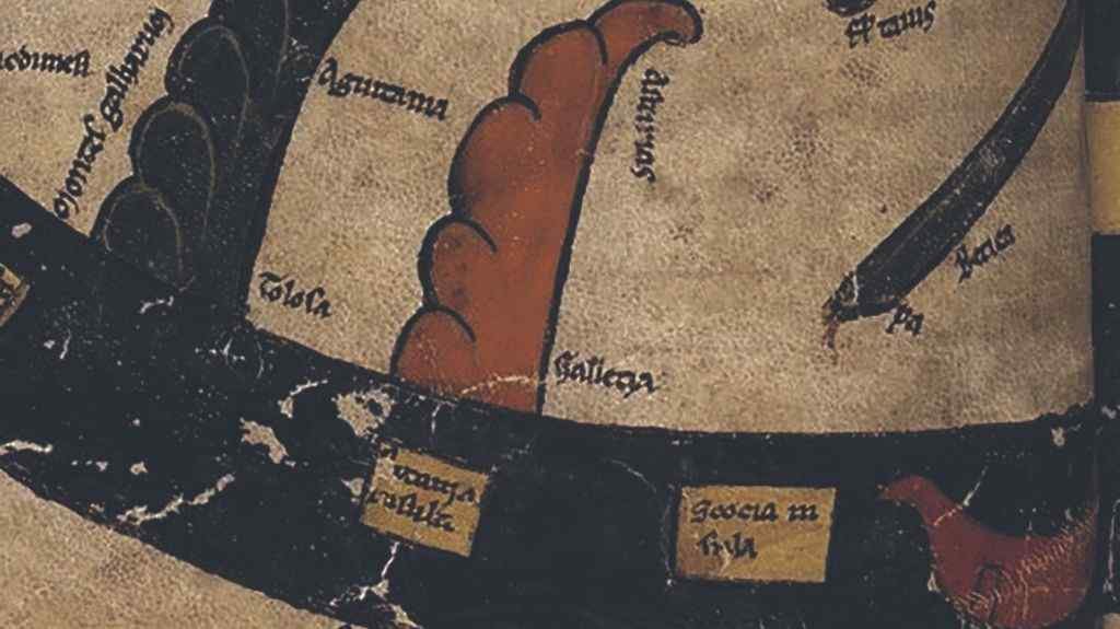 Detalle da Galiza no mapamundi. (Foto: Nós Diario).