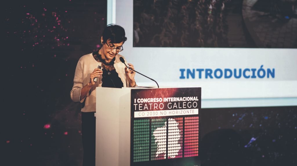 Cristina Domínguez, na conferencia inaugural. (Foto: Nós Diario).