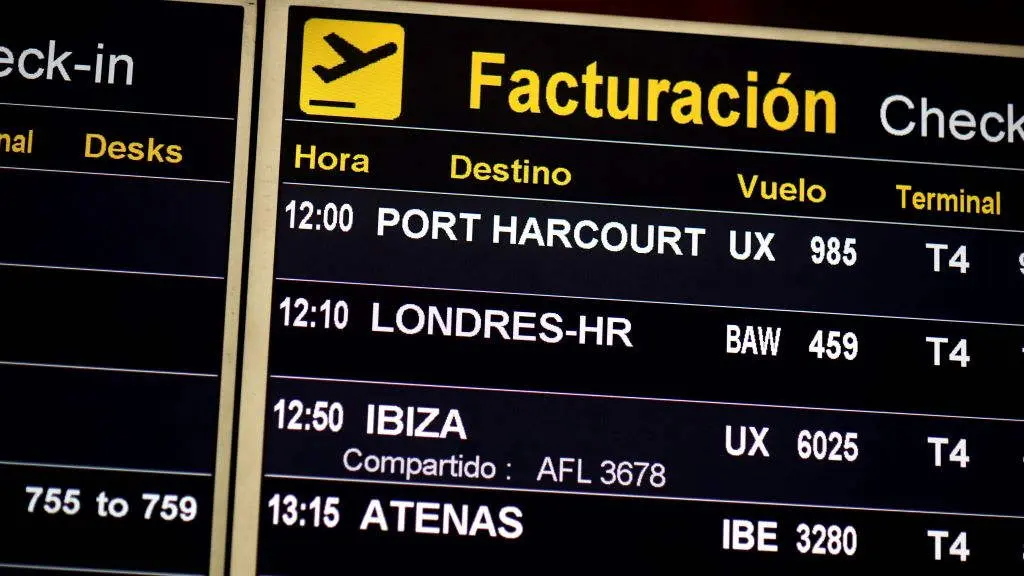 Imaxe dunha pantalla informativa nun aeroporto. (Foto: &Oacute;scar Ca&ntilde;as / Europa Press)