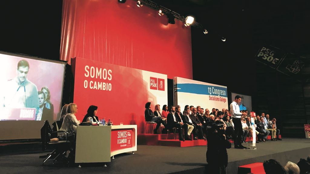 Pedro Sánchez durante a súa intervención no congreso do PSdeG-PSOE decorrido en 2017. (Foto: PSdeG)