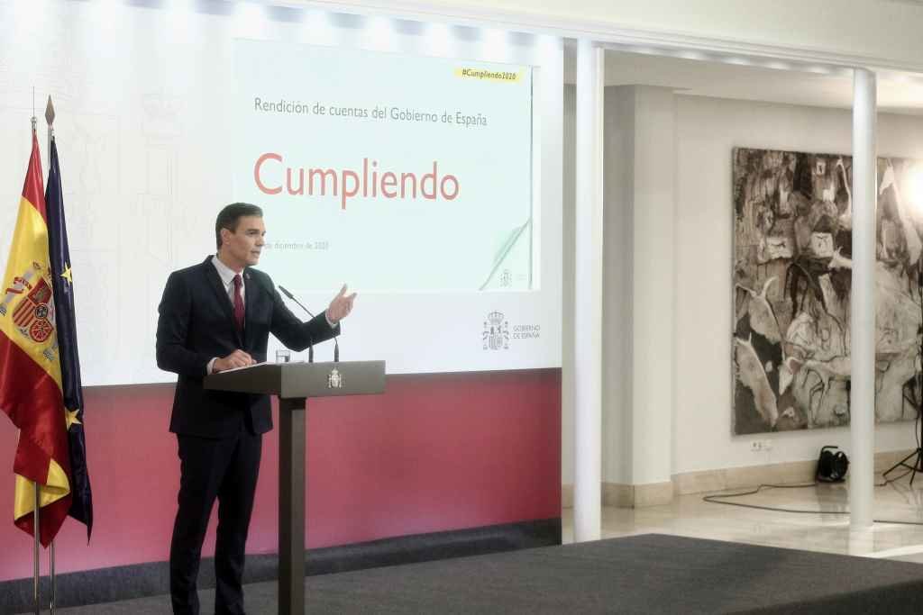 Pedro Sánchez, facendo balance do ano de Goberno (Foto: E. Parra / Europa Press)