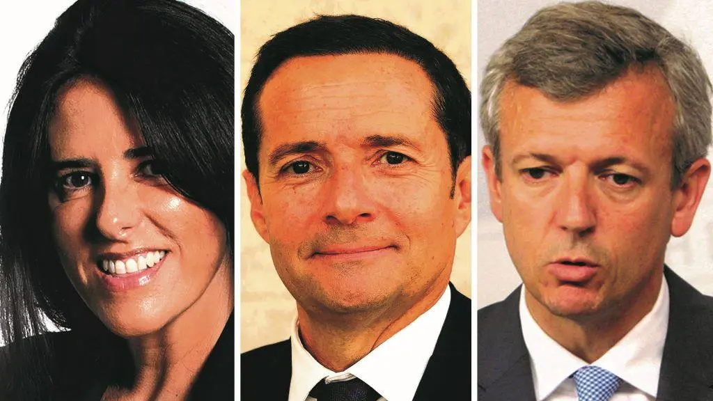 Lupe Murillo, Seraf&iacute;n Portas e Alfonso Rueda. (Fotos: Parlamento da Galiza, AGEO e Europa Press)