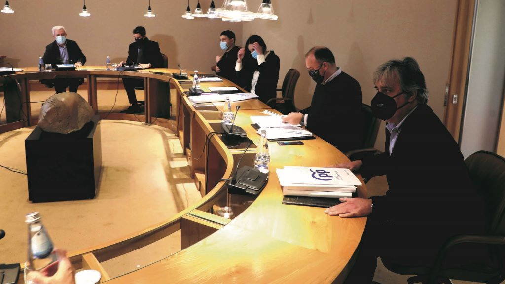 Reunión da Xunta de Portavoces, hoxe no Parlamento galego. (Foto: Arxina)