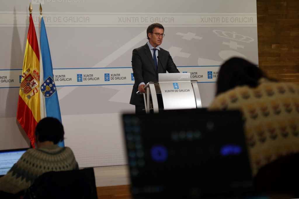 O presidente da Xunta, Alberto Núñez Feixoo, compareceu en rolda de prensa após finalizar o Consello do Goberno galego (Foto: Arxina)