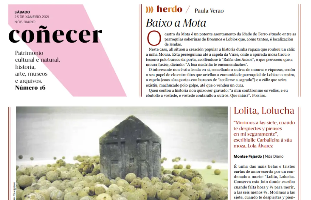 Capa do caderno 'Co&ntilde;ecer' do s&aacute;bado 23 de xaneiro