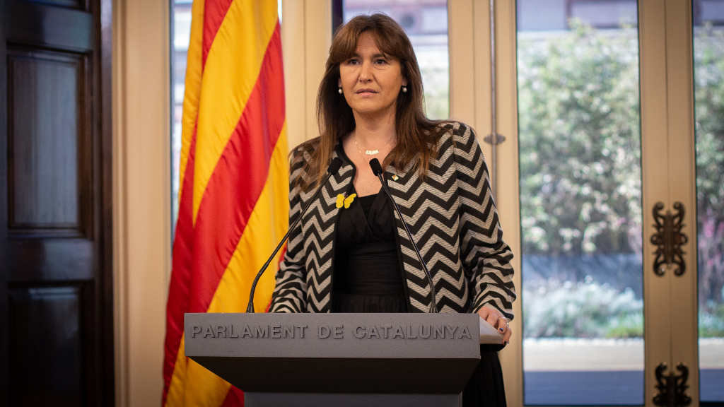 Laura Borràs, presidenta do Parlament, nunha comparecencia. (Foto: D.Zorrakino. POOL / Europa Press)