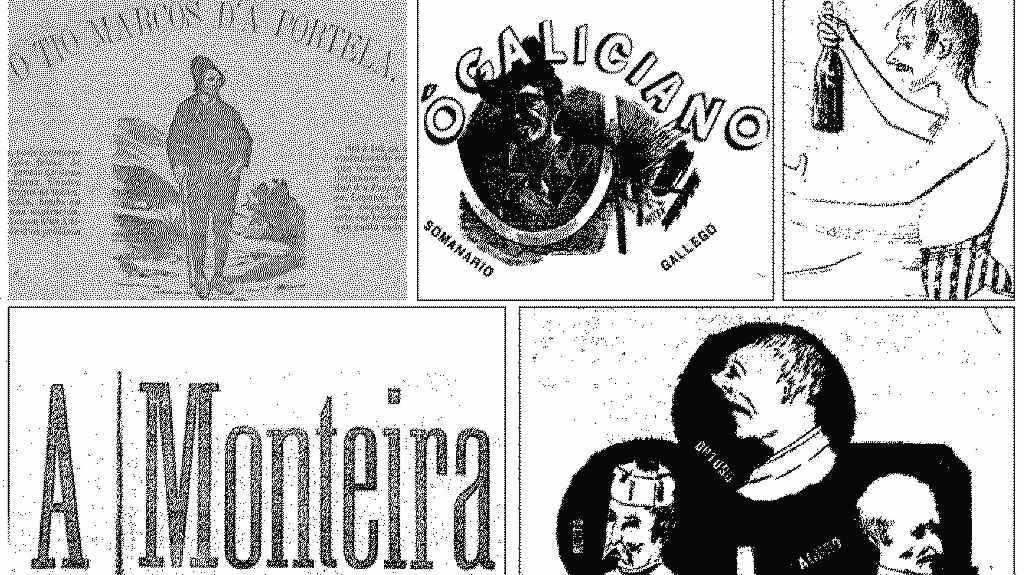 Detalle coas capas dos diferentes xornais galegos tratados durante o coleccionábel.