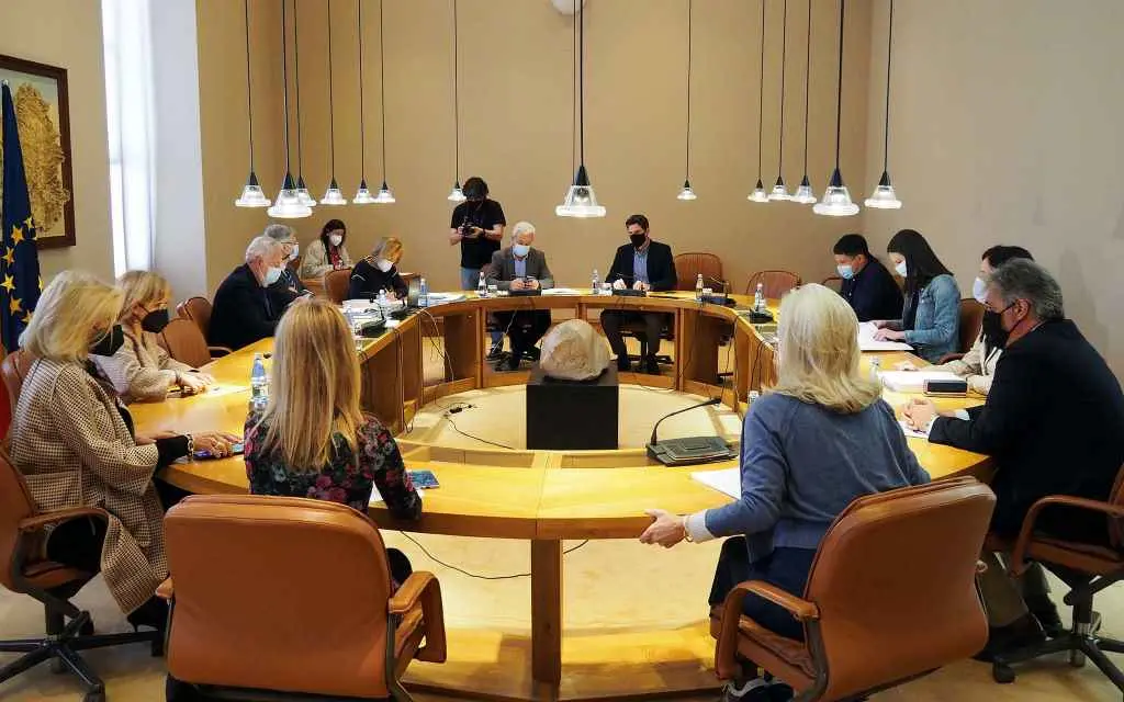 Xunta de portavoces, reunida na C&aacute;mara galega (Foto: Arxina)