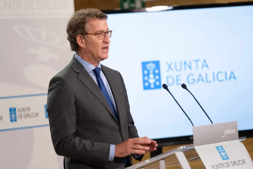 Alberto N&uacute;&ntilde;ez Feixoo onte na rolda de prensa posterior o Consello de Goberno. (Foto: Xunta de Galiza)