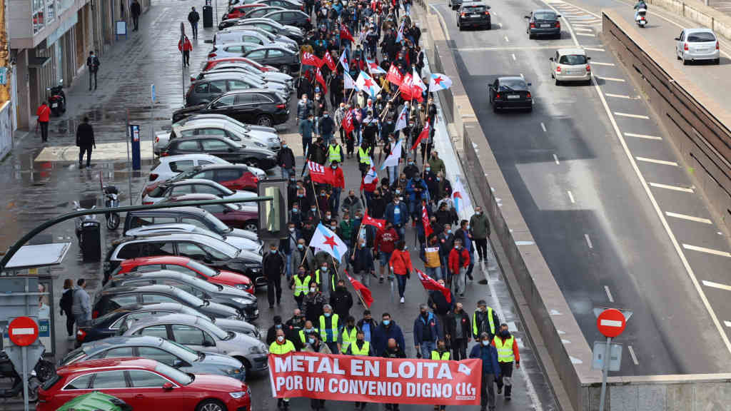 O sector do metal manifestouse esta cuarta feira polas rúas de Vigo durante a folga convocada pola CIG (Nós Diario).