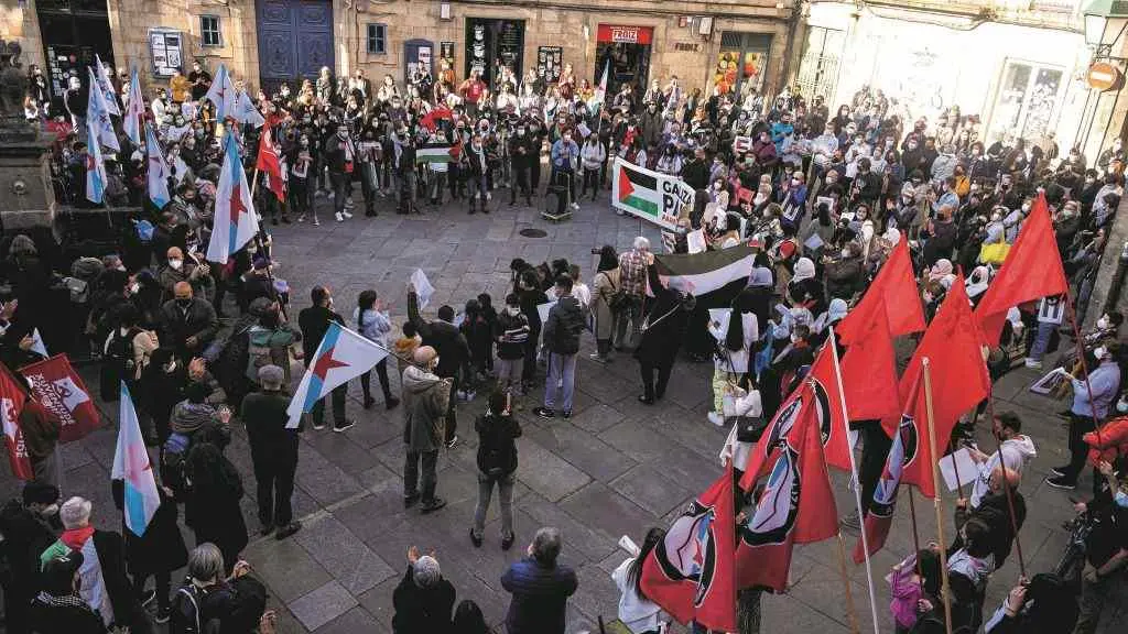 Cidades e vilas galegas acolleron na terza feira mobilizaci&oacute;ns contra o masacre de Israel en Palestina. (Foto: Arxina)