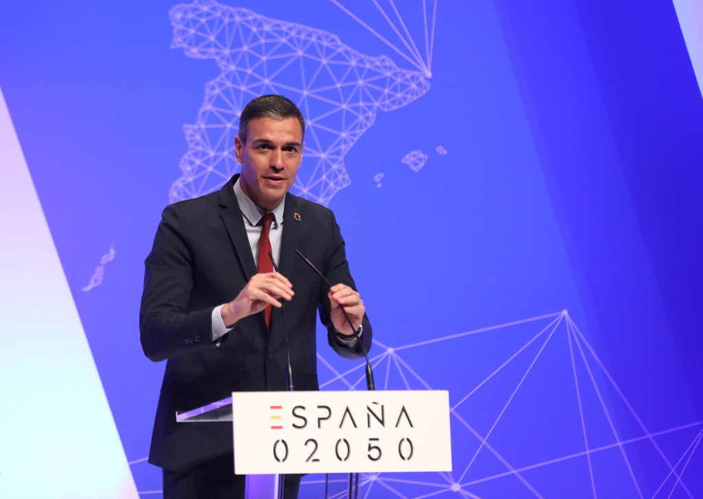 O Presidente do Goberno do Estado, Pedro Sánchez, durante a presentación do plan. (Foto: M.Fernández / POOL / Europa Press)