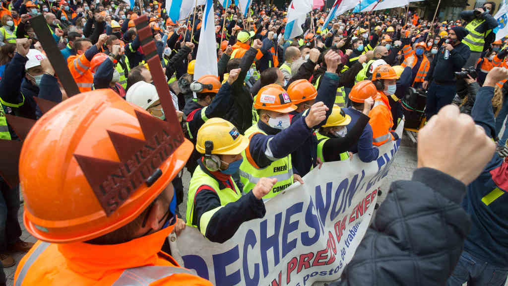 Manifestación en Lugo das e dos traballadores de Alcoa o pasado 24 de outubro de 2020 (Europa Press).