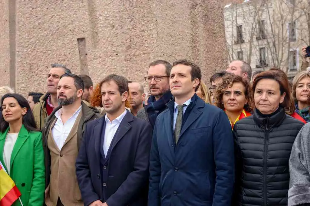 Os l&iacute;deres de PP, Vox e Cs coincidiron na chamada foto de Col&oacute;n en febreiro de 2019 (Foto: Europa Press)