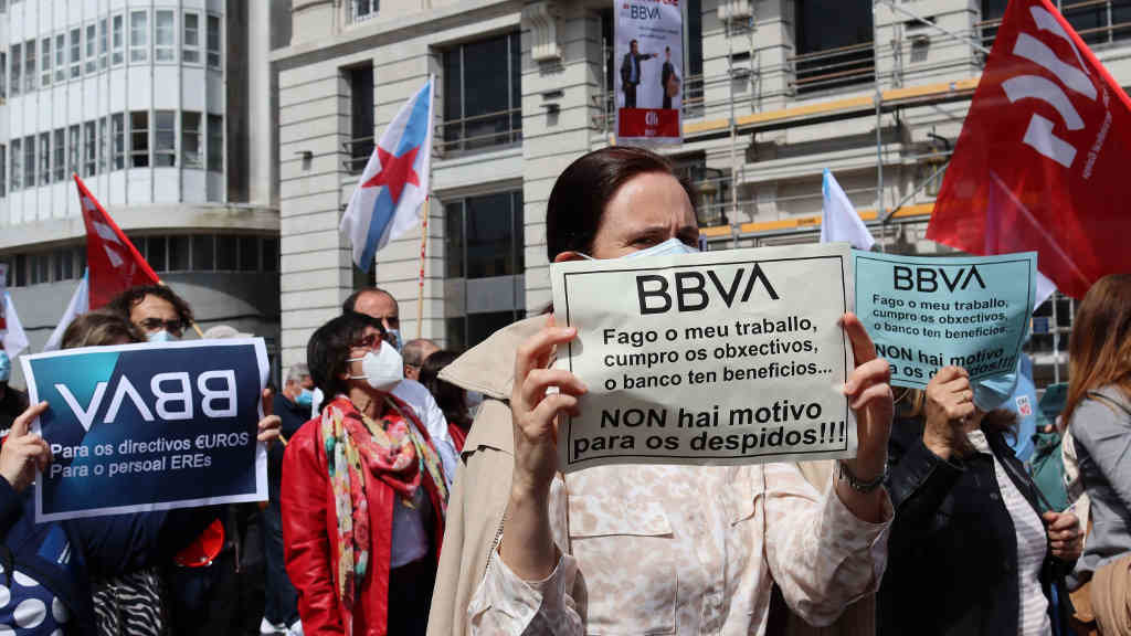 Manifestación na Coruña contra o ERE do BBVA o pasado 26 de maio (Nós Diario).