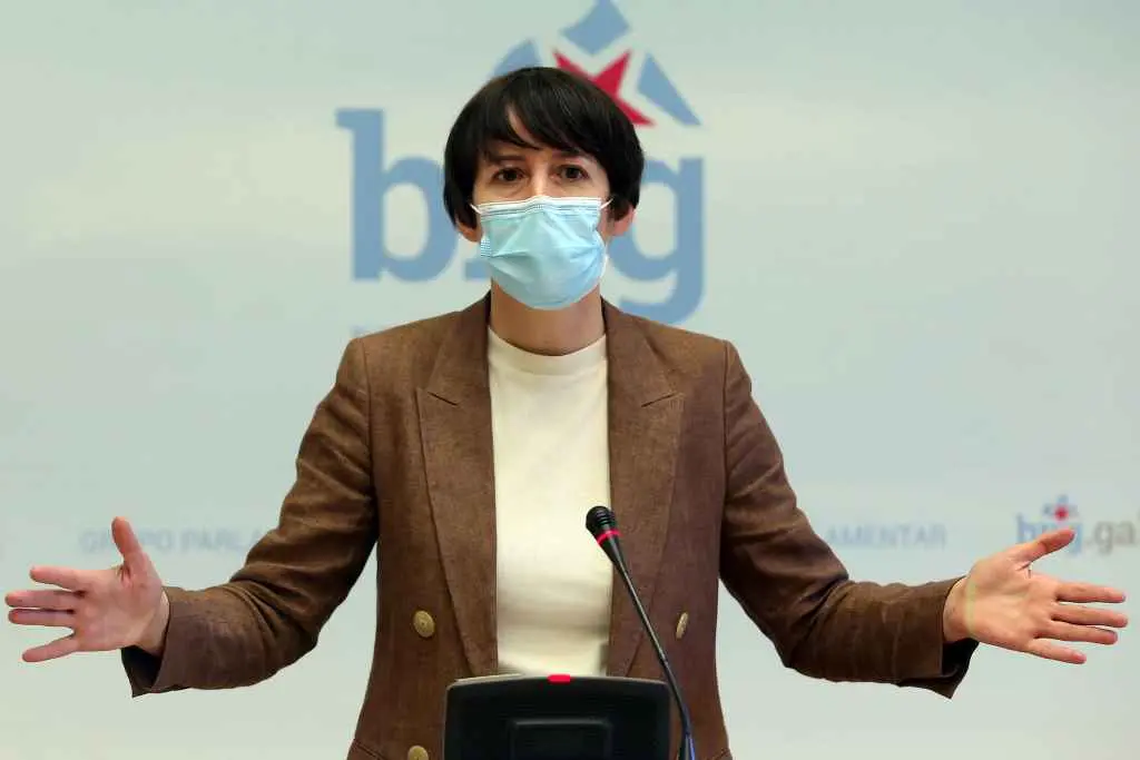 A portavoz nacional do BNG, Ana Pont&oacute;n, explica as s&uacute;as propostas ante a nova factura da luz (Foto: Arxina)
