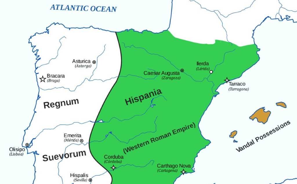 Mapa da península Ibérica en 455 (Imaxe: Vortex)