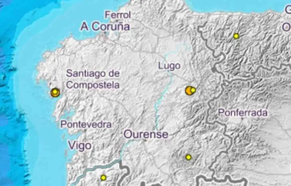 Sismos rexistrados nos &uacute;ltimos dous d&iacute;as na Galiza (Imaxe: IXN)