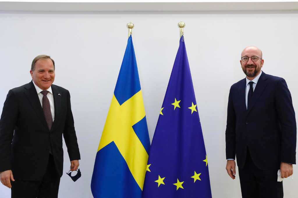 O presidente de Suecia xunto o presidente do Consello de Europa. (Foto: Dario Pignatelli / European Counci / DPA)