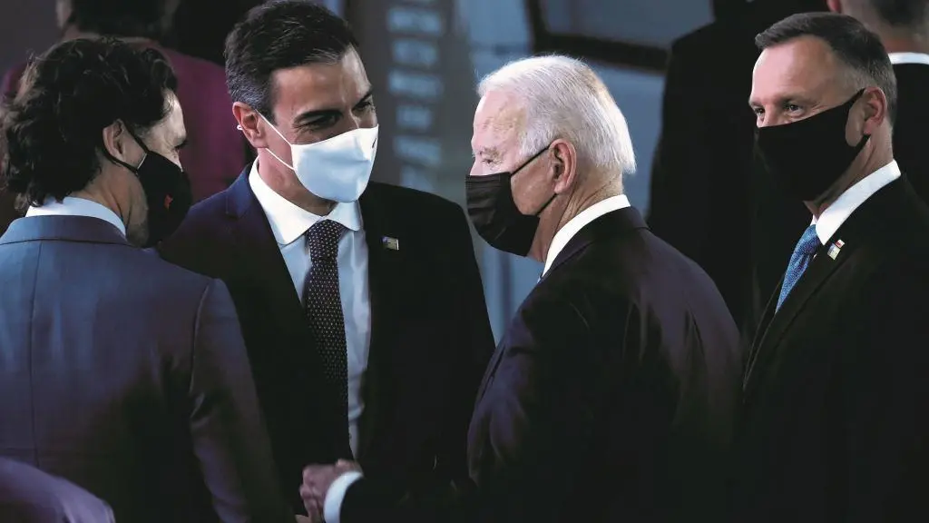 O presidente espa&ntilde;ol, Pedro S&aacute;nchez, co seu hom&oacute;logo estadounidense, Joe Biden. (Foto: Europa Press) #otan #nato #china #europa #biden #pedros&aacute;nchez #eua