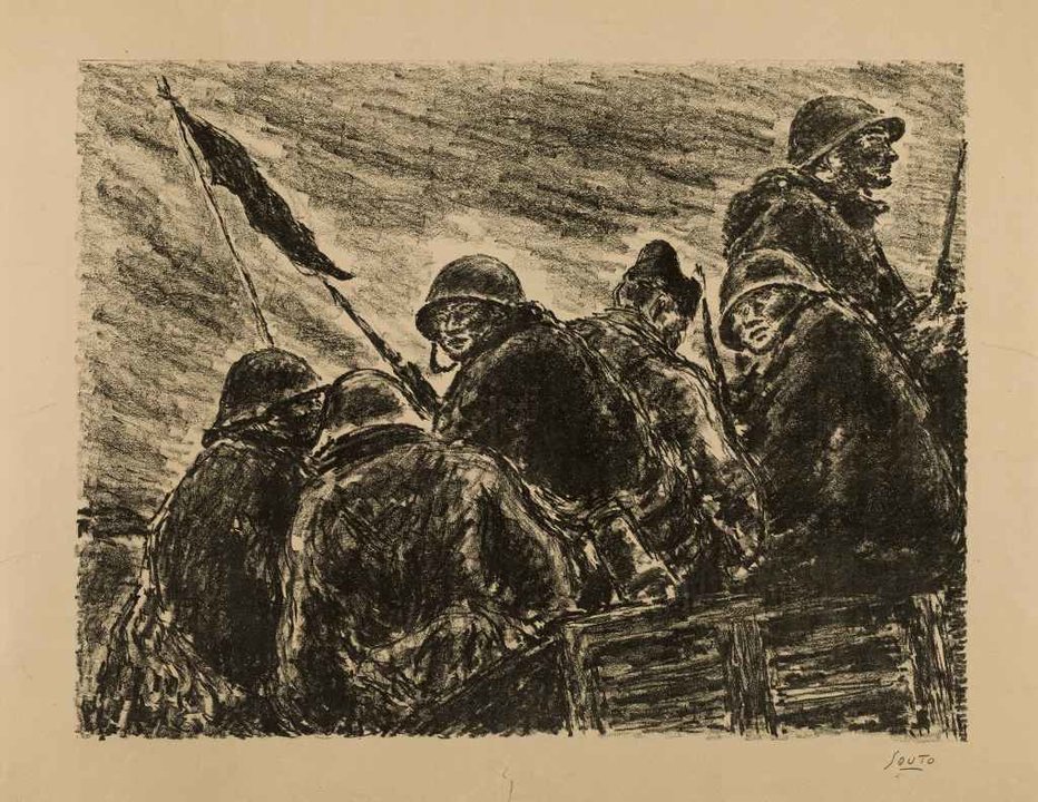 Estampa da serie Debuxos de Guerra, 1937, de Arturo Souto.